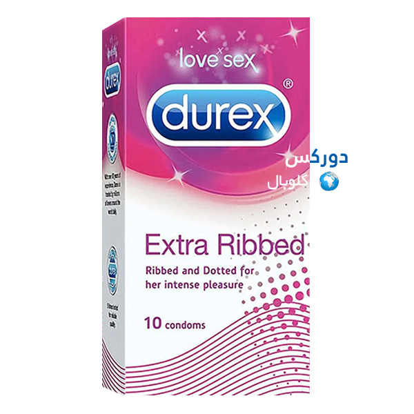 تصویر بسته‌بندی کاندوم شیاردار و خاردار دورکس مدل Extra Ribbed بسته 10 عددی برای افزایش تحریک