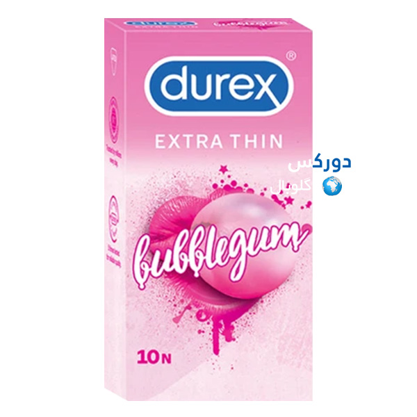 تصویر بسته‌بندی کاندوم بسیار نازک دورکس مدل bubblegum بسته ۱۰ عددی با رایحه آدامس بادکنکی