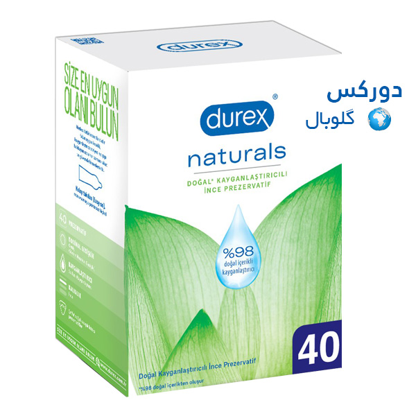 تصویر بسته‌بندی کاندوم نازک دورکس مدل Naturals بسته ۴۰ عددی مناسب پوست‌های حساس