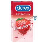 تصویر بسته‌بندی کاندوم بسیار نازک دورکس مدل Wild Strawberry بسته ۱۰ عددی با رایحه توت‌ فرنگی
