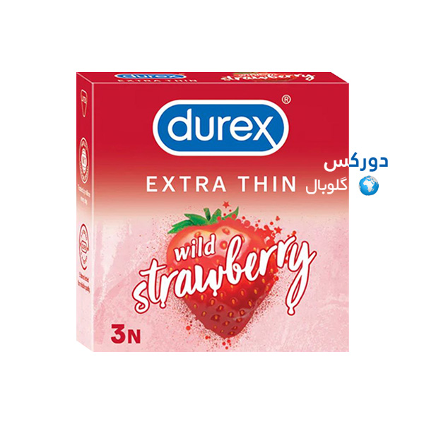 تصویر بسته‌بندی کاندوم بسیار نازک دورکس مدل Wild Strawberry بسته 3 عددی با رایحه توت‌ فرنگی